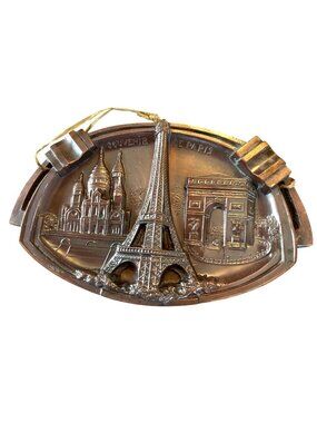 Vintage Paris Souvenir Decorative Plaque W/ Eiffel Tower/Arc De Triomphe Design